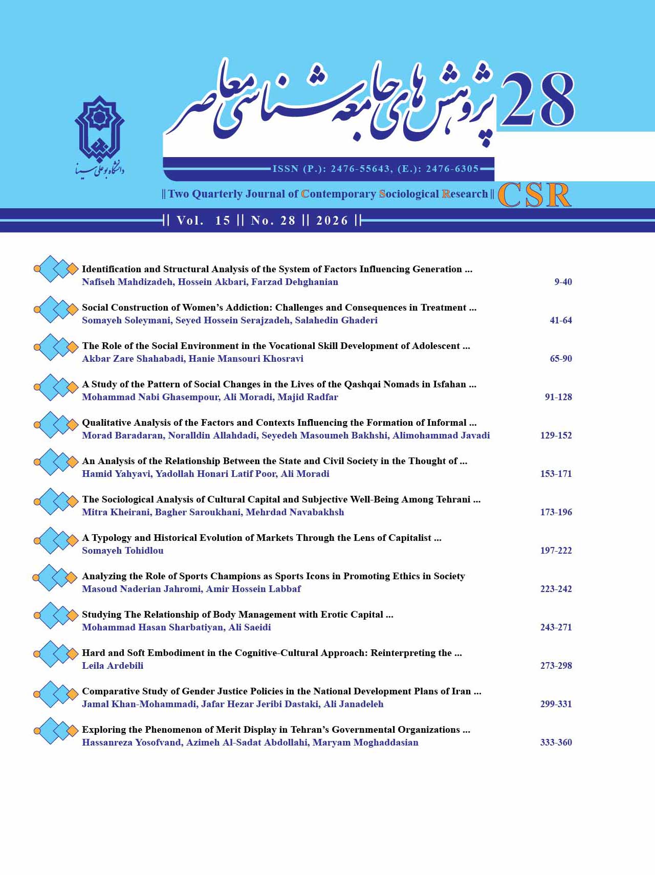 Two Quarterly Journal of Contemporary Sociological Research